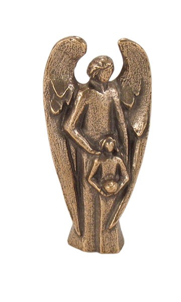 Handschmeichler MARIA LAACH Engel Kind Flügel Bronze Geschenk Box Rot 50x30mm 