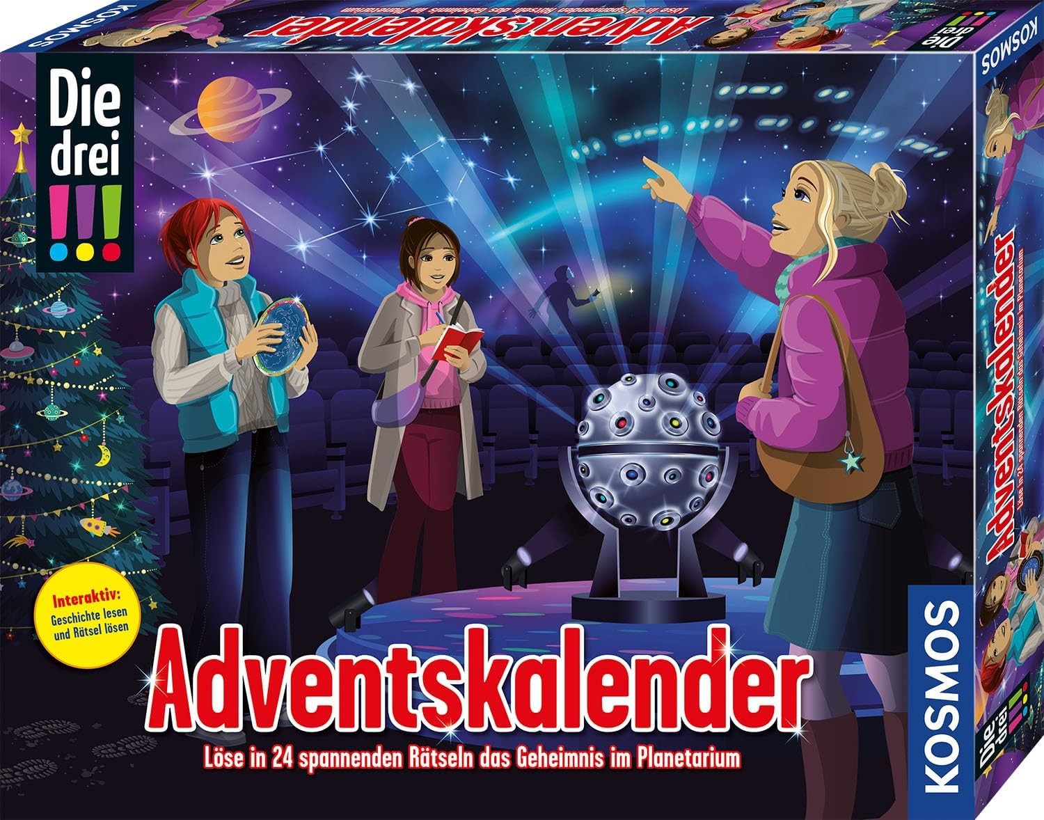 KOSMOS 632649 - Die drei !!! Adventskalender 2025, Löse in 24 Rätseln das Geheimnis im Planetarium
