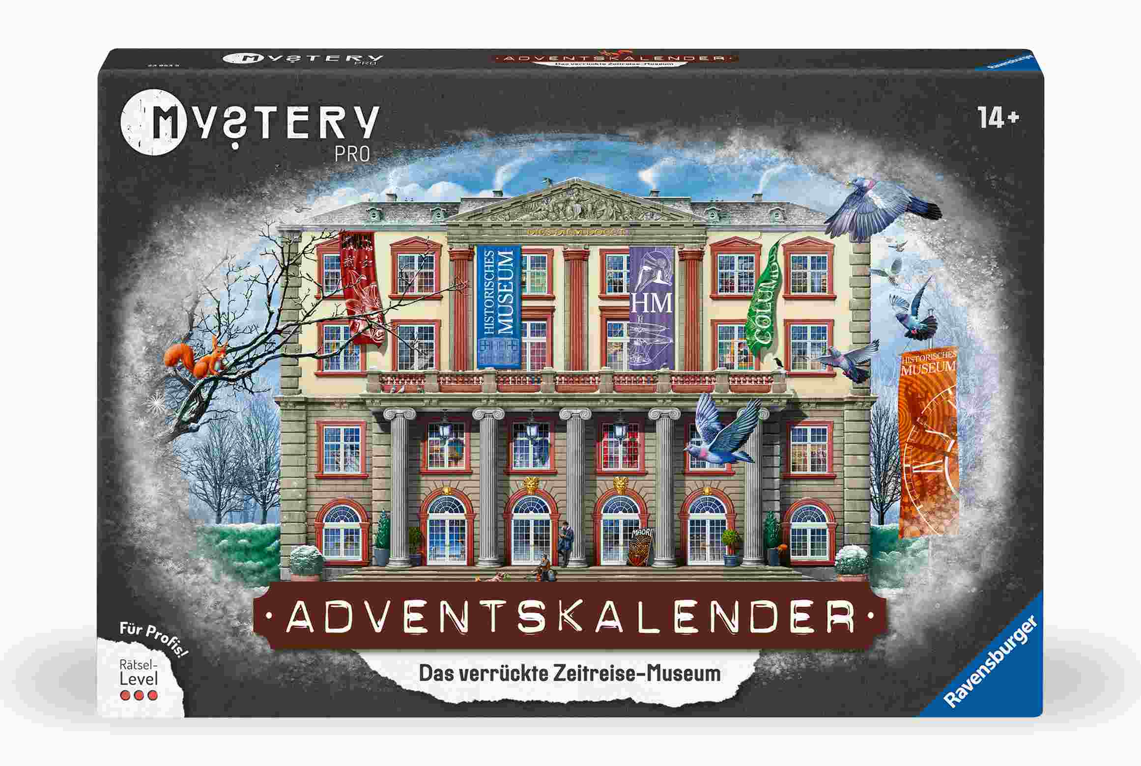 Ravensburger Mystery Pro Adventskalender - Das verrückte Zeitreisemuseum - Escape Room Erlebnis mit 24 Rätseln für Erwachsene und Teenager ab 14 Jahren, Rätsel-Adventskalender für Escape-Fans - 23853