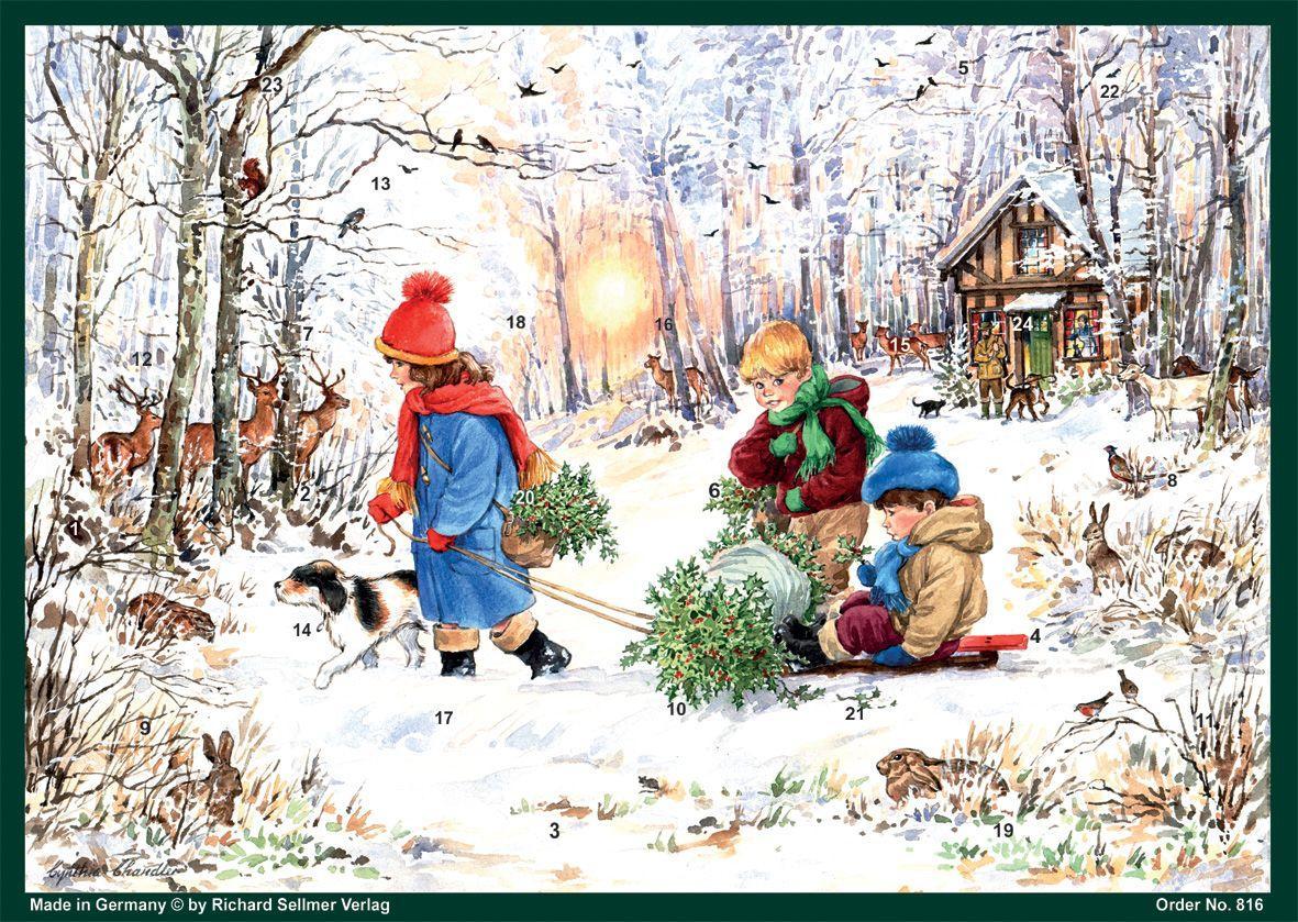 Adventskalender A4 "Schneefreuden im Wald"