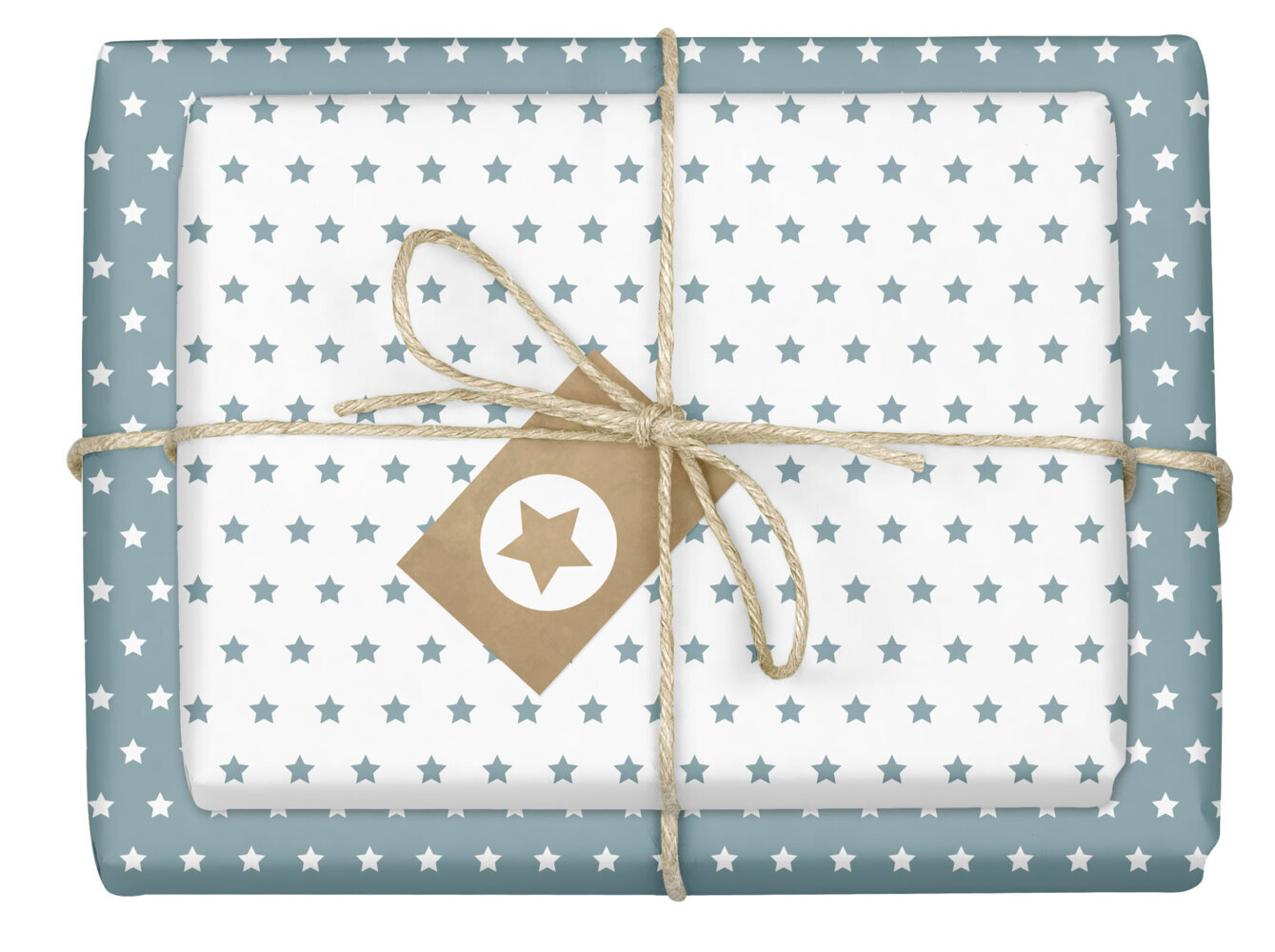 Geschenkpapier-Set Sterne (graublau / weiß)