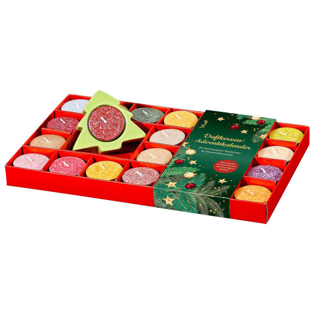 Duftkerzen-Adventskalender mit Keramikleuchter