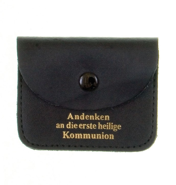 Leder-Rosenkranztäschchen mit goldener Beschriftung