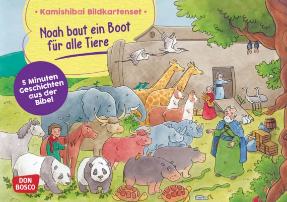 Noah baut ein Boot für alle Tiere. Kamishibai Bildkartenset