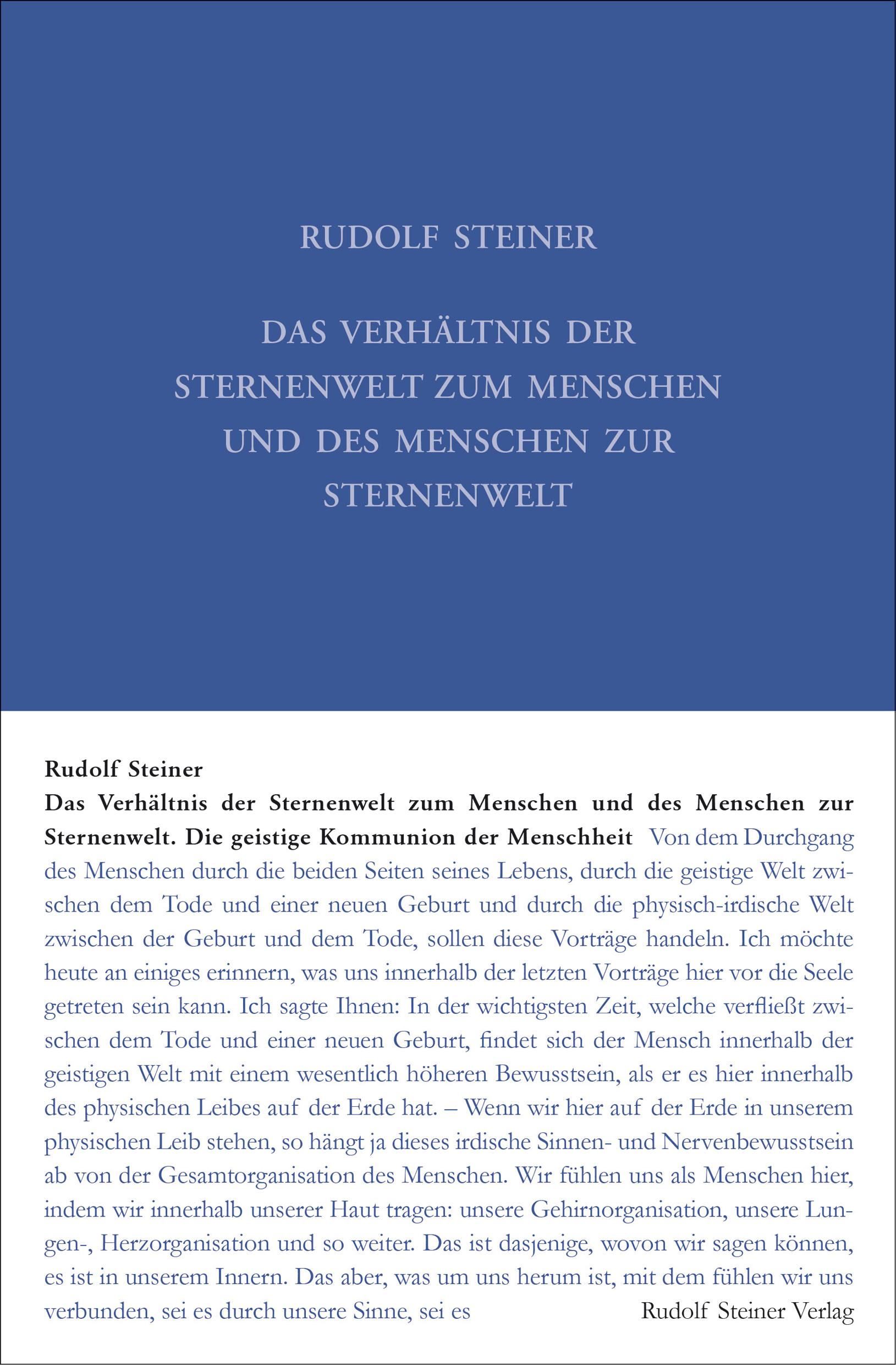 Das Verhältnis der Sternenwelt zum Menschen und des Menschen zur Sternenwelt