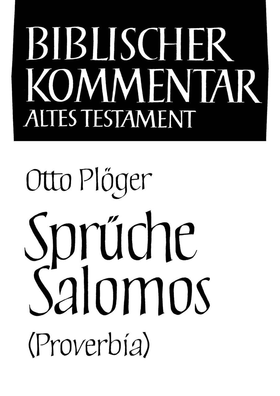 Die Sprüche Salomos - Studienausgabe