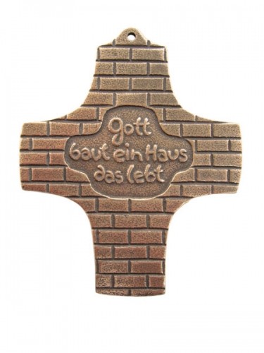 Bronzekreuz - Gott baut ein Haus, das lebt