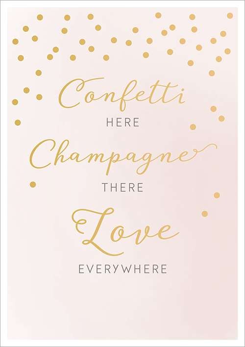 Doppelkarte zur Hochzeit Confetti here, champagner there, love everywhere