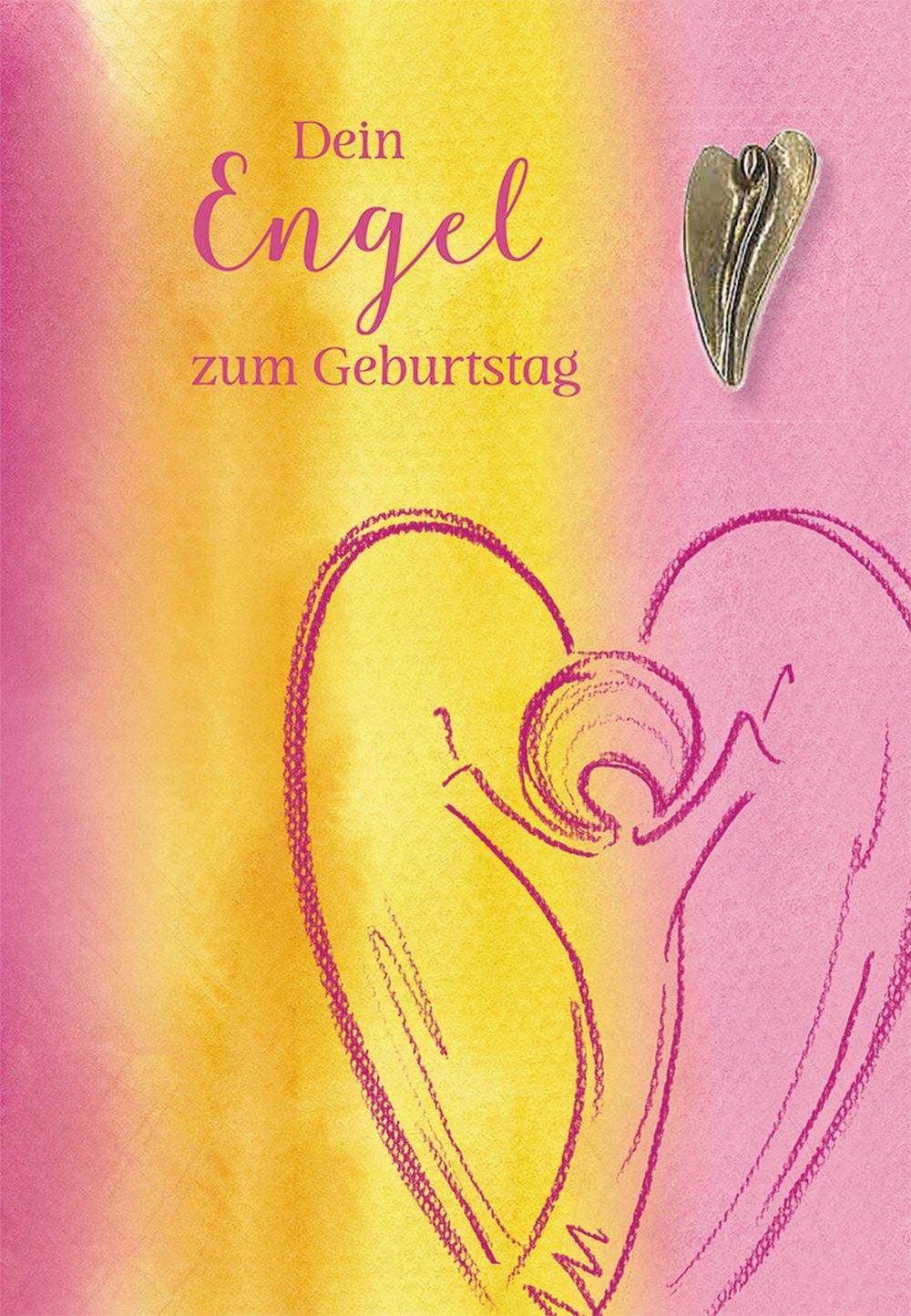 Klappkarte mit Bronze-Engel Dein Engel zum Geburtstag