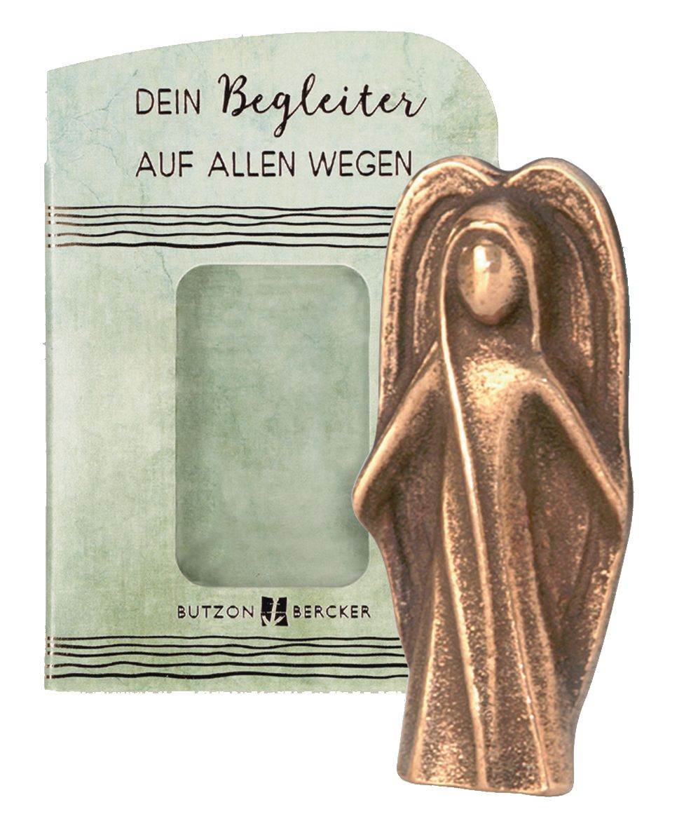 Schutzengel Handschmeichler Geschenkbox Engel Figur Bronze mit Geschenk Karte 