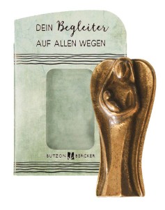 Schutzengel aus Bronze - Figur mit Kind