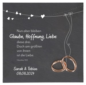 Schieferrelief: Geschenk zur Hochzeit - mit individueller Beschriftung