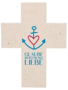 Natursteinkreuz - Glaube, Hoffnung, Liebe