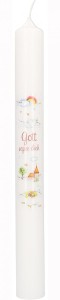 Symbolkerze Druckmotiv 400x40 mm - Gott segne dich - mit Symbolen
