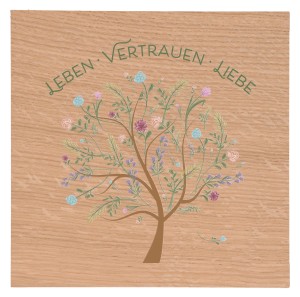 Holztafel aus Eiche - Leben, Vertrauen, Liebe