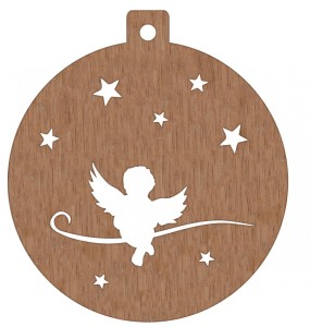 Baumkugel aus Feinholz mit Hanfband zum Aufhängen