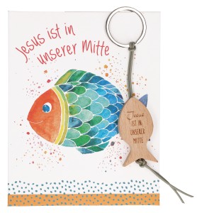 Holz-Schl&uuml;sselanh&auml;nger - Jesus ist in unserer Mitte