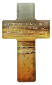 Kreuz aus Acrylglas - Spuren im Sand
