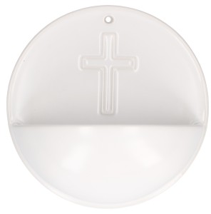 Weihwasserbecken aus Porzellan - Kreuz