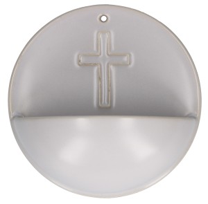 Weihwasserbecken aus Porzellan - Kreuz