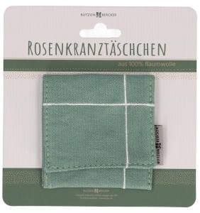 Petrolfarbenes Rosenkranztäschchen mit Kreuzmotiv