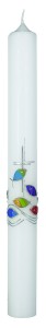 Symbolkerze 400x40 mm Wachsmotiv Kreuz und Fische