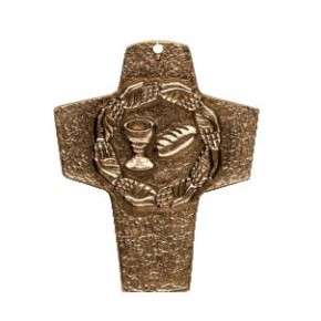 Kommunionkreuz - Bronzekreuz Brot und Wein