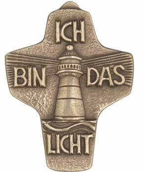 Kommunionkreuz - Bronzekreuz Ich bin das Licht
