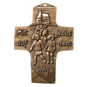Kommunionkreuz - Bronzekreuz Mit Jesus auf dem Weg