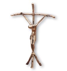 Papst-Stehkreuz aus Bronze