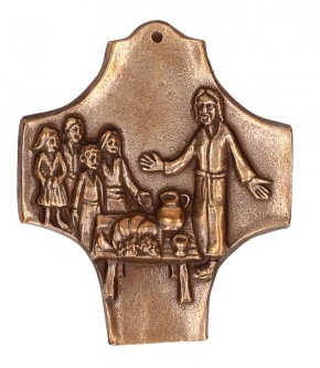 Kommunionkreuz aus Bronze Kommt und seht
