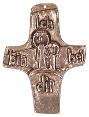 Kommunionkreuz aus Bronze Ich bin bei dir