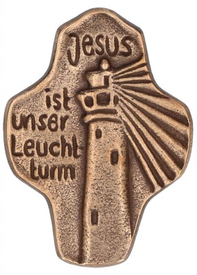 Kommunionkreuz aus Bronze - Jesus ist unser Leuchtturm