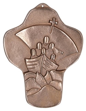 Kommunionkreuz aus Bronze - Boot