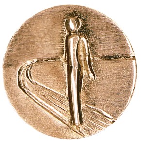 Plakette aus Bronze Auf dem Weg