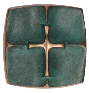 Kreuzplakette aus Bronze mit Kreuz