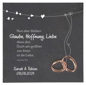 Schieferrelief: Geschenk zur Hochzeit - mit individueller Beschriftung