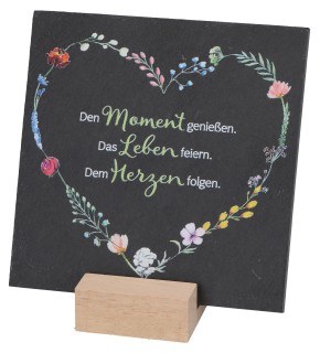 Schiefertafel - Den Moment genießen