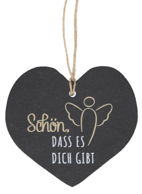 Herzanhänger aus Schiefer - Schön, dass es dich gibt