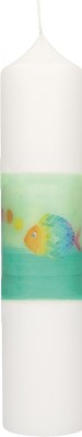 Kommunionkerze mit Druckmotiv Regenbogenfisch