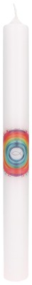 Symbolkerze mit Druckmotiv - Regenbogenkreis mit Fisch