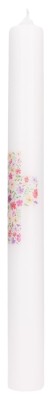 Symbolkerze mit Druckmotiv - Kreuz aus Blumen