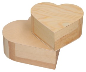 2er Set Herzdosen aus Holz