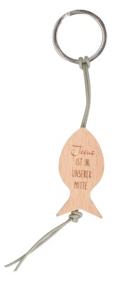Holz-Schlüsselanhänger - Jesus ist in unserer Mitte
