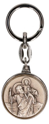 Christophorus Schutzpatron der Reisenden Schlüsselanhänger - Heiliger  Christopherus Amulett - Gute Reise Plakette am Lederband