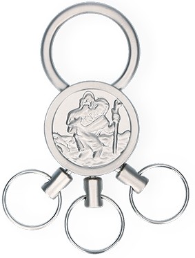 Schlüsselanhänger Christophorus mit 3 abnehmbaren Ringen