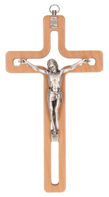 Holzkreuz mit Korpus aus Metall