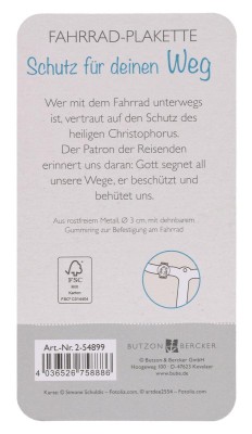 Christophorus-Fahrrad-Plakette für Lenker - Schutz für deinen Weg