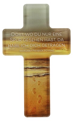 Kreuz aus Acrylglas - Spuren im Sand