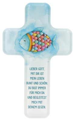 Acrylglas-Kinderkreuz - Regenbogenfisch